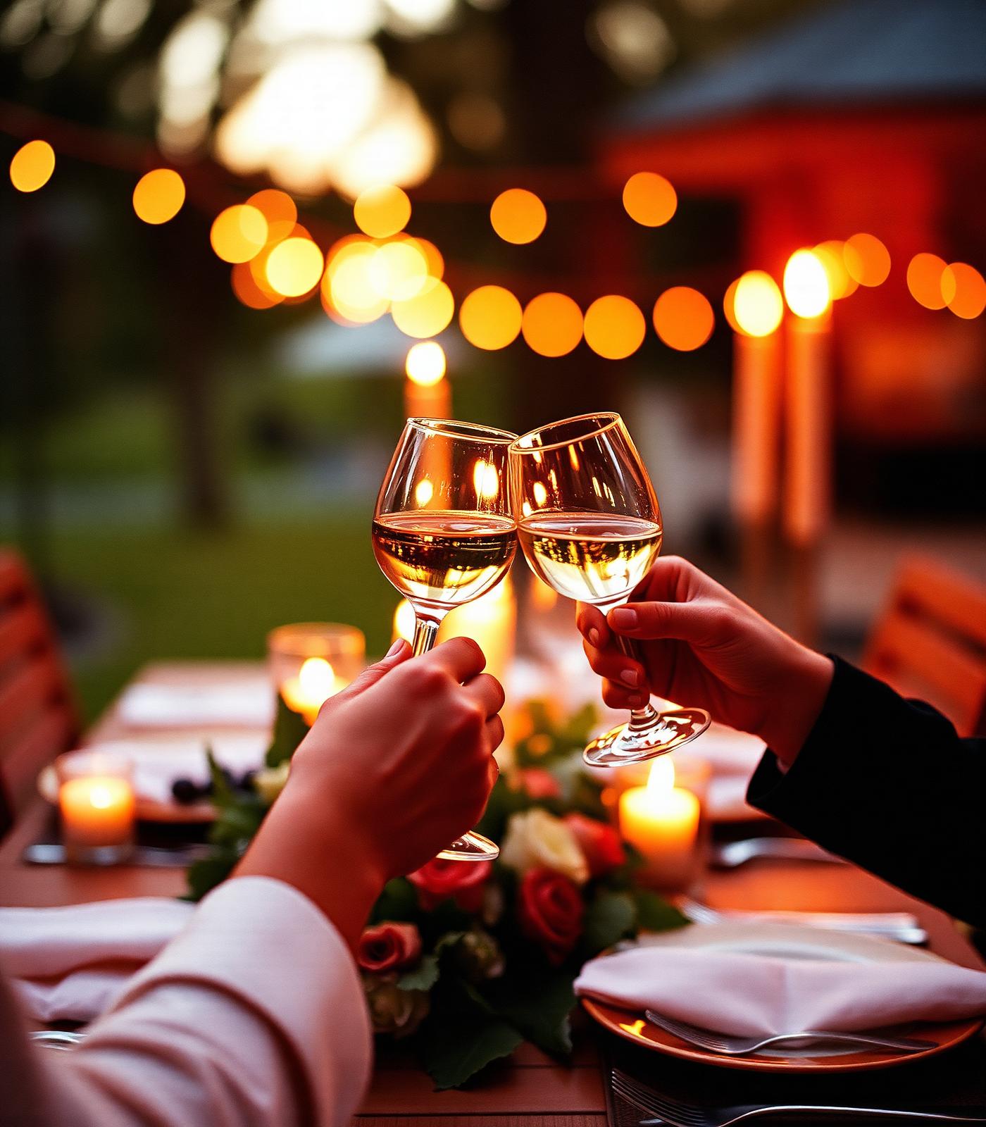 Brindis íntimo con copas de vino